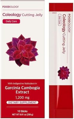 FOODOLOGY Coleology Cutting Jelly (10 Days) - Garcinia Cambogia (HCA) Jelly Sticks. Delicious Pomegranate Flavored. Chia Seeds, Collagen.