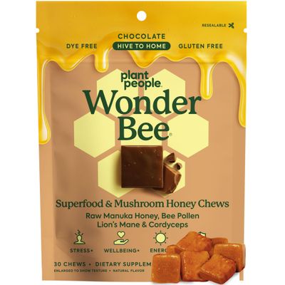 Plant People Chocolate Wonderbee Superfood &amp; Mushroom Chews, 30 CT
