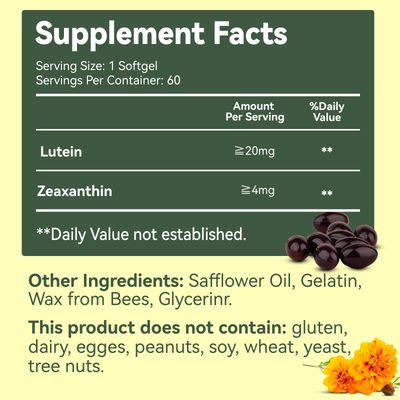 EAZGOO Lutein for Eyes, Lutein 20mg, Lutein and Zeaxanthin Supplements, Eye Supplements, Eyestrain Relief &amp; Support Vision Health, Vegan, 60 Softgels (Pack of 2)