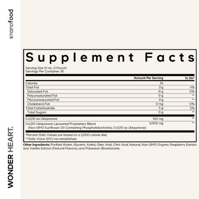 Codeage Wonder Heart Liquid CoQ10 Liposomal Ubiquinone Supplement, Coenzyme Q10 Heart Vitamins, Non-GMO Sunflower Phosphatidylcholine Vegan Blend, Raspberry Flavored Softgel, Pack of 30 Pouches