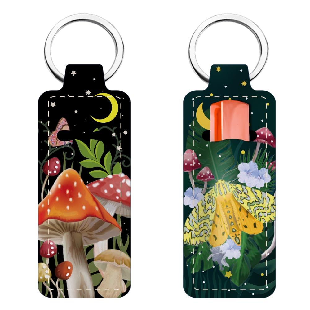 FREEBLOSS 2Pcs Chapstick Holder Keychain 1.5x3.8&#39;&#39; Lip Balm Holder Keychain Lightweight Lipstick Sleeve Pouch with Turtle Pattern for Women Girls