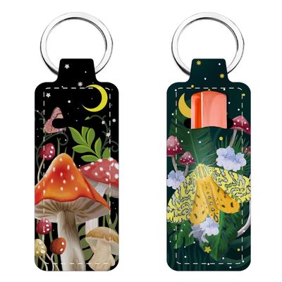 FREEBLOSS 2Pcs Chapstick Holder Keychain 1.5x3.8&#39;&#39; Lip Balm Holder Keychain Lightweight Lipstick Sleeve Pouch with Turtle Pattern for Women Girls