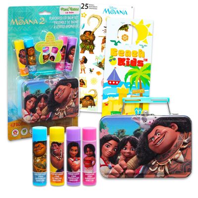 Disney Moana Lip Balm Set - Bundle with 4 Moana Lip Balm Tubes, Stickers, and More | Moana Lip Balm Kit for Kids