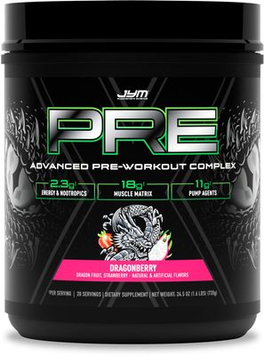 JYM Supplement Science Pre JYM X Dragonberry Advanced Pre-Workout Powder Massive Pumps, Citrulline Nitrate, Dynamine, NO3T Betaine, BCAAs, Nootropics, Creatine, Beta-Alanine, 20 Servings