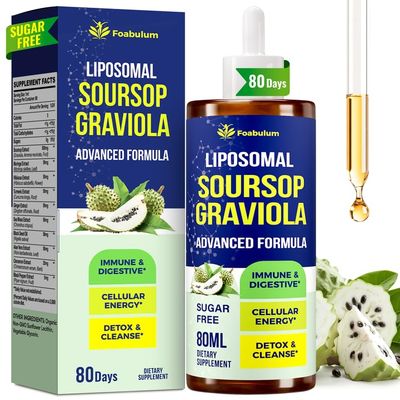 Foabulum Soursop Bitters Liquid, 80 Days Supply | Organic Soursop Graviola Bitters for Cell Regeneration &amp; Support, Sugar-Free, Liver, Antioxidant, Immunity - Vitamin C Drops with Moringa, Sea Moss