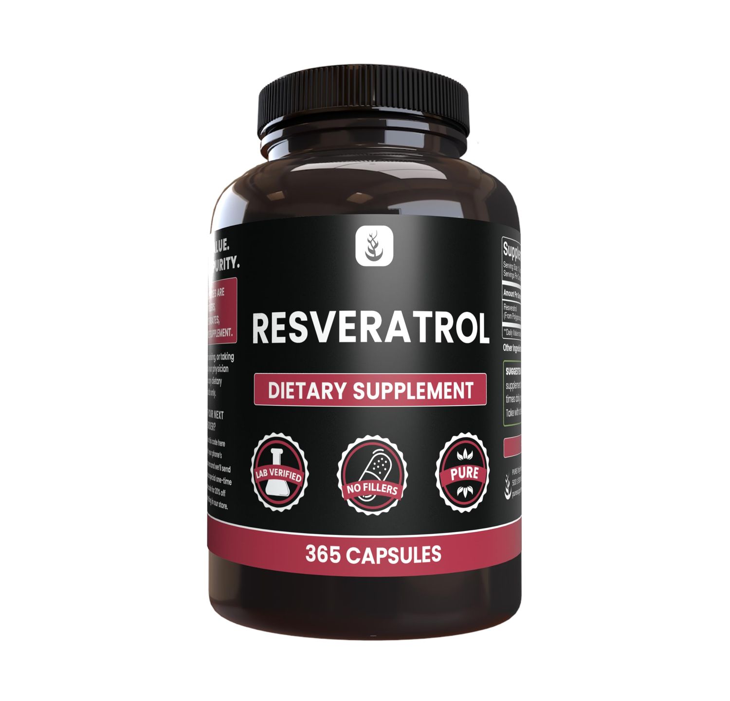 PURE ORIGINAL INGREDIENTS Resveratrol, (365 Capsules) No Magnesium Or Rice Fillers, Always Pure, Lab Verified