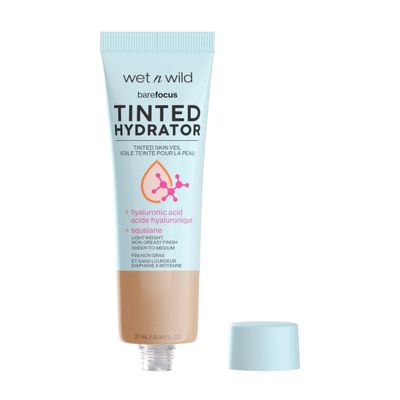 wet n wild Bare Focus Tinted Hydrator Tinted Skin Veil, Lightweight Buildable Coverage with Hyaluronic Acid &amp; Vegan Squalane, Semi-Matte Finish, Cruelty-Free - Medium Tan