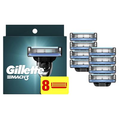 Gillette Mach3 Razor Refills for Men, 8 Razor Blade Refills