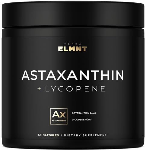 Astaxanthin 24mg Lycopene 50mg Clinical Strength Carotenoids Skin Supplement w. 100 Natural Astaxanthin from MicroAlgae - Best Astaxanthin Supplements for Skin Health &amp; Pigmentation - Astaxantina