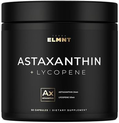 Astaxanthin 24mg Lycopene 50mg Clinical Strength Carotenoids Skin Supplement w. 100 Natural Astaxanthin from MicroAlgae - Best Astaxanthin Supplements for Skin Health &amp; Pigmentation - Astaxantina