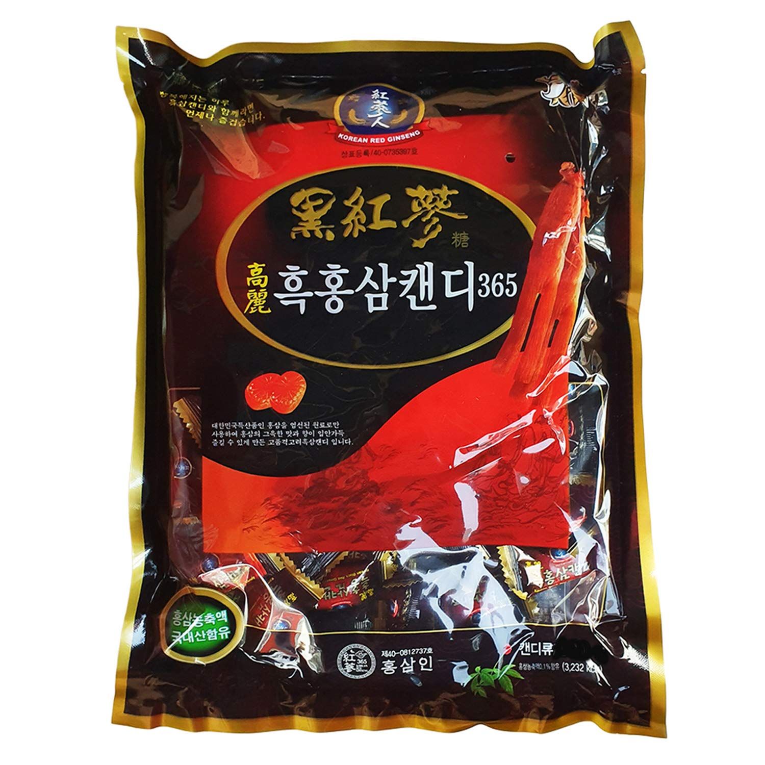 LENITH HongSamIn Korean Panax Black Red Ginseng 365 Candy 270g (9.52 oz)