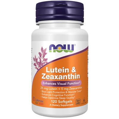 NOW Supplements, Lutein &amp; Zeaxanthin with 25 mg Lutein and 5 mg Zeaxanthin, 120 Softgels