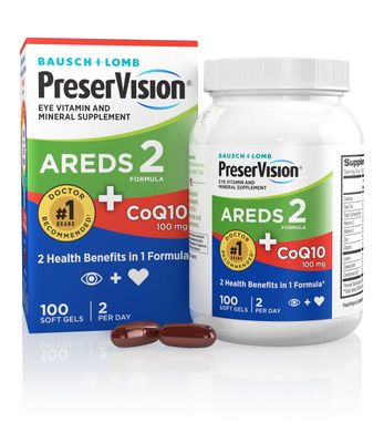 PreserVision AREDS 2 Eye Vitamins with CoQ10 for Heart Health, Lutein and Zeaxanthin Supplement with Vitamin C &amp; E, Zinc, and Copper, 100 Softgels