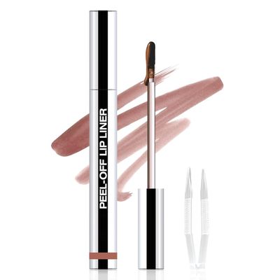 JUAAZIN Matte Lip Stain Peel Off Lip liner with Tweezer, Brown Peel Off Lip Stain, Long Lasting Waterproof Lipstick Lip Gloss Tattoo, Transfer-proof for All Skin Types, 0.12 fl oz 02
