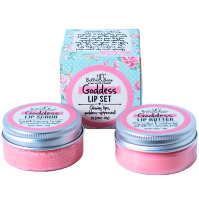 Bella &amp; Bear Goddess Lip Scrub &amp; Lip Butter Set - Lovely Gift for Women - Teen Girls &amp; Tweens