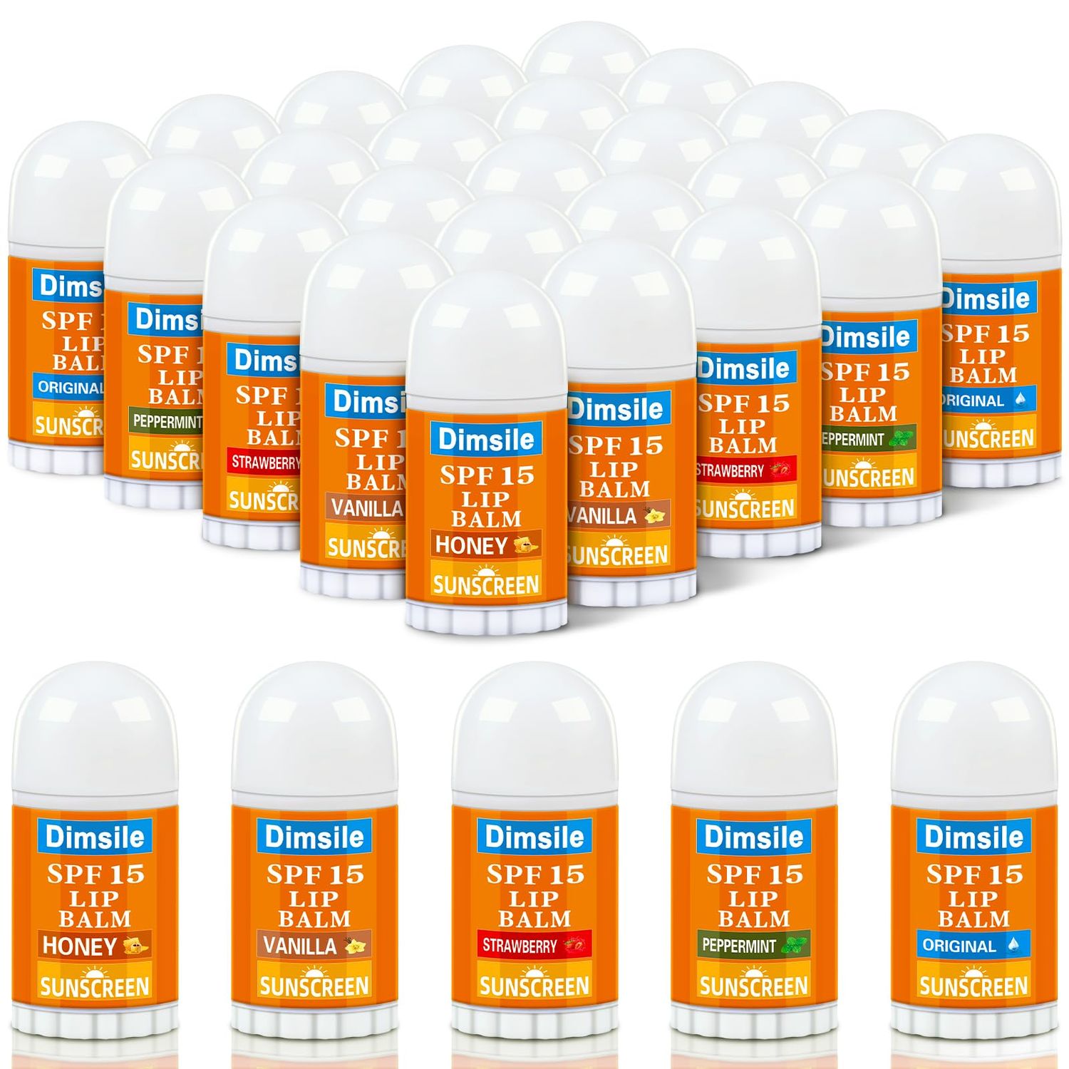 Dimsile 25 Pcs Mini Sunscreen Lip Balms Bulk Spf 15 Lip Balms Sticks with Sunscreen Teacher Nurse Volunteer Employee Appreciation Gifts Bulk Staff Team End of Year Coworkers Gifts for Women Men
