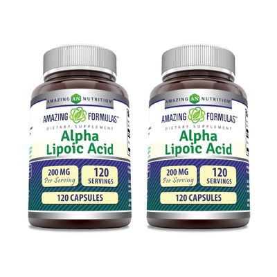 Amazing Formulas Alpha Lipoic Acid | 200 Mg Supplement | 120 Capsules | Non-GMO | Gluten-Free | Made in USA (2 Pack)