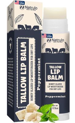 Beef Tallow Lip Balm - Natural Tallow Beeswax Chapstick - Hydrating Moisturizer Grass Fed Bison Tallow Balm Lip Care - Soothes Chapped, Dry Lips, Sensitive Skin - Long Lasting &amp; Vitamin Rich USA-Made