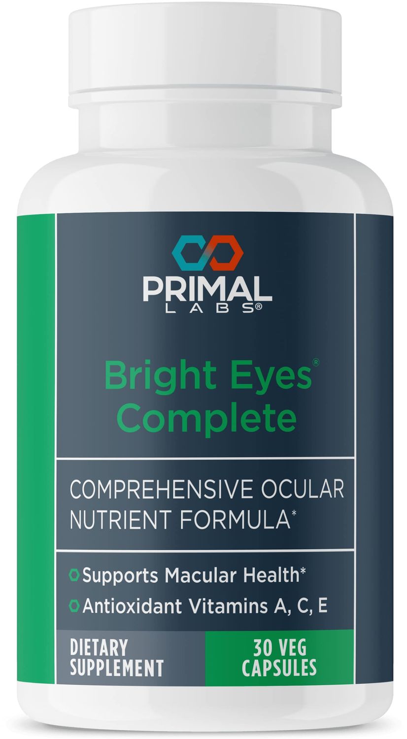 Primal Health Bright Eyes Complete - Ocular &amp; Macular Health - Clear Vision - Lutein &amp; Zeaxanthin Formula - Healthy Eyesight - Relieves Eye Strain from Blue Light - Dietary Supplement - 30 Capsules