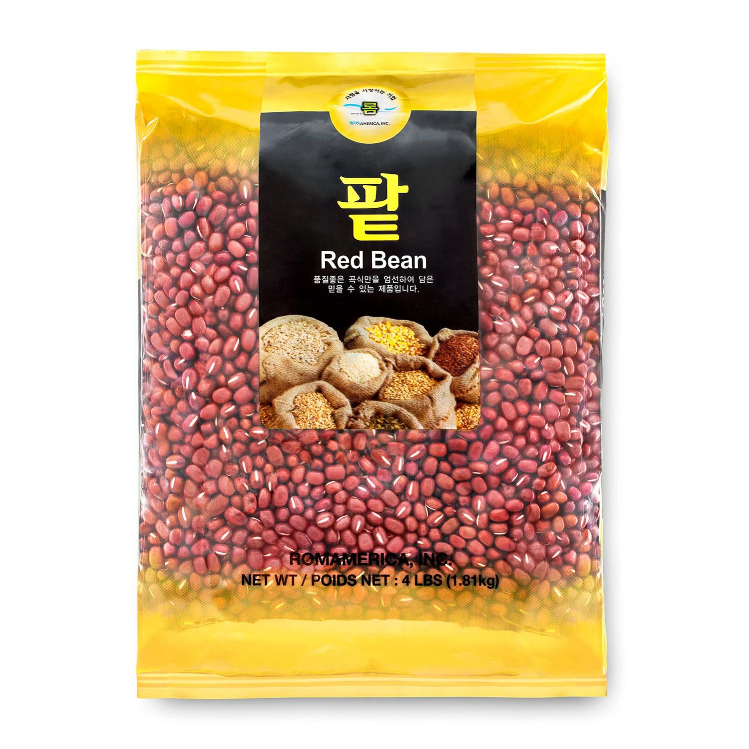 ROM AMERICA Whole Raw Dried Adzuki Red Beans, Natural Red Mung Bean Azuki Aduki for Soups, Salads, Japanese Desserts, Sweet Korean Red Bean Paste, Mochi Filling, Asian Cooking - 4 Pound (Pack of 1)