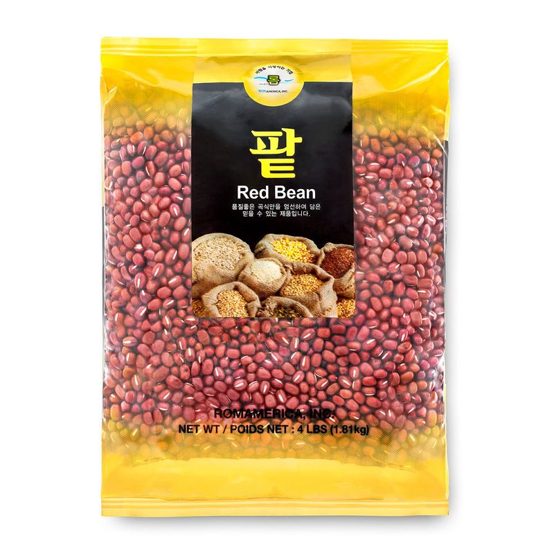 ROM AMERICA Whole Raw Dried Adzuki Red Beans, Natural Red Mung Bean Azuki Aduki for Soups, Salads, Japanese Desserts, Sweet Korean Red Bean Paste, Mochi Filling, Asian Cooking - 4 Pound (Pack of 1)