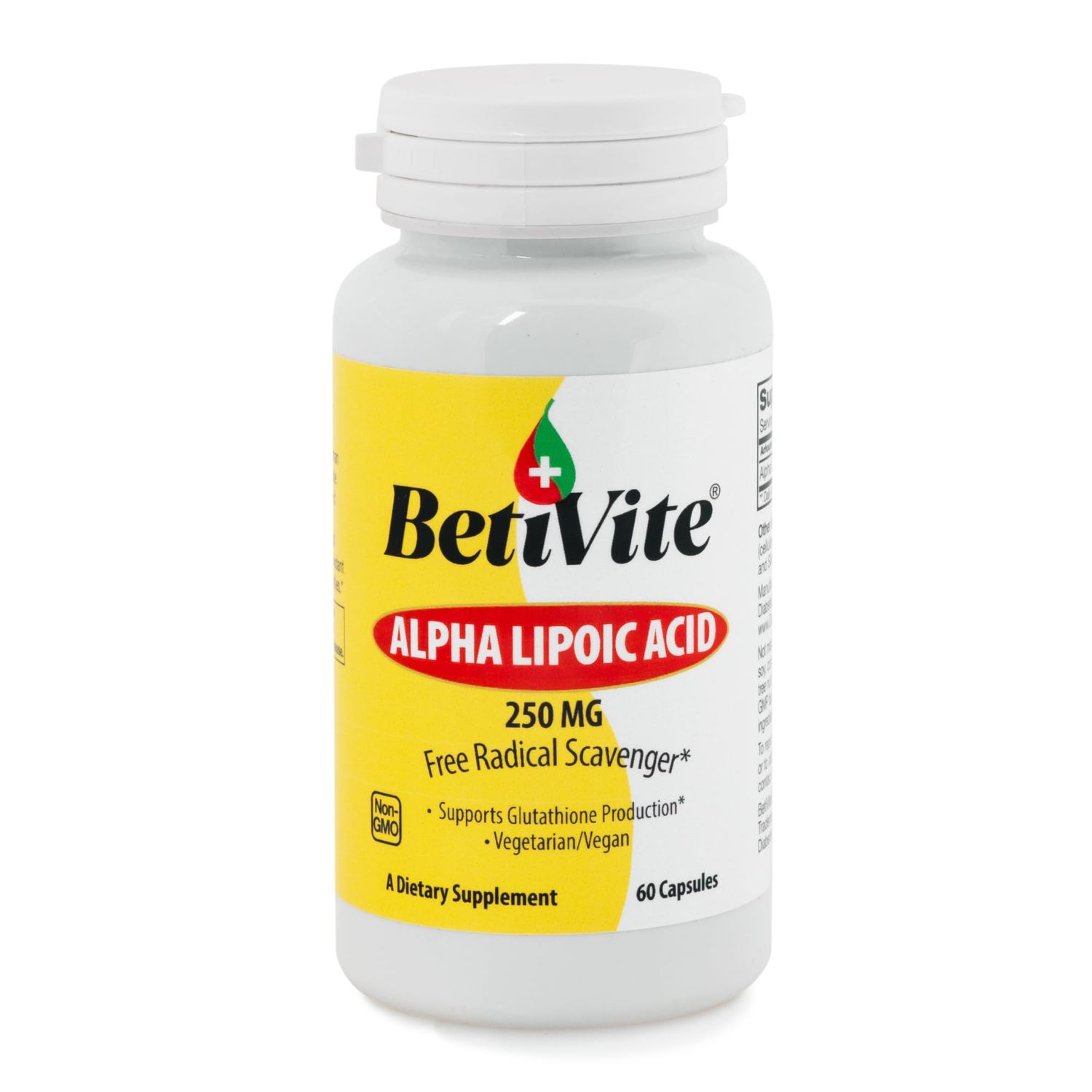 BetiVite Alpha Lipoic Acid Supplements, Alpha Lipoic Acid 250 mg, 60 Vegetarian Capsules