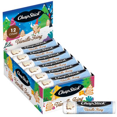 ChapStick Lip Balm, Vanilla Icing, Holiday 12-Pack - Sweet &amp; Delicious Lip Care, Stocking Stuffers, Christmas Gifts, 0.15 Oz Ea