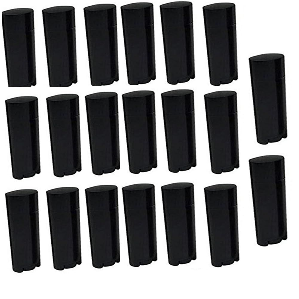 erioctry 4.5g 0.15oz Empty Refillable Plastic DIY Lipstick Lip Balm Lip Gloss Tubes Holder Containers Oval Deodorant Crayon Tube Pipe Bottle Case (50pcs, Black)