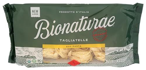 Bionaturae Organic Traditional Egg Tagliatelle Pasta - Durum Wheat Semolina, Kosher, 7g Protein per Serving, Non-GMO, USDA Certified Organic, Crafted in Italy - 8.8 Oz