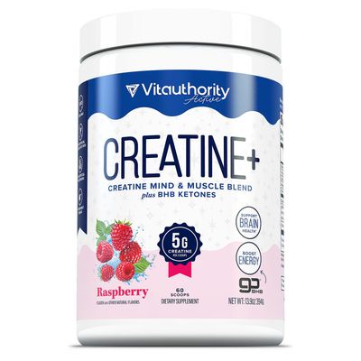 Creatine Monohydrate Powder for Women Micronized Creatine Monohydrate with goBHB &amp; CognatiQ for Building Strength, Energy, &amp; Mental Clarity - 5g Creatine per Serving - Raspberry Flavored - 30 Servings