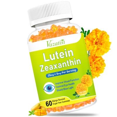 Eye Vitamins Lutein &amp; Zeaxanthin Gummies, Sugar Free Eye Health Supplements with Bilberry, Astaxanthin - Support Blue Light, Visual Function and Macular Health - Mango Flavored, 60 Count