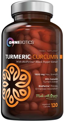 Organic Turmeric Curcumin Supplement with Black Pepper Extract - 1500mg Turmeric Supplement with 95 Curcuminoids &amp; BioPerine for Joints Support. High Absorption, Non-GMO - 120 Vegan Capsules