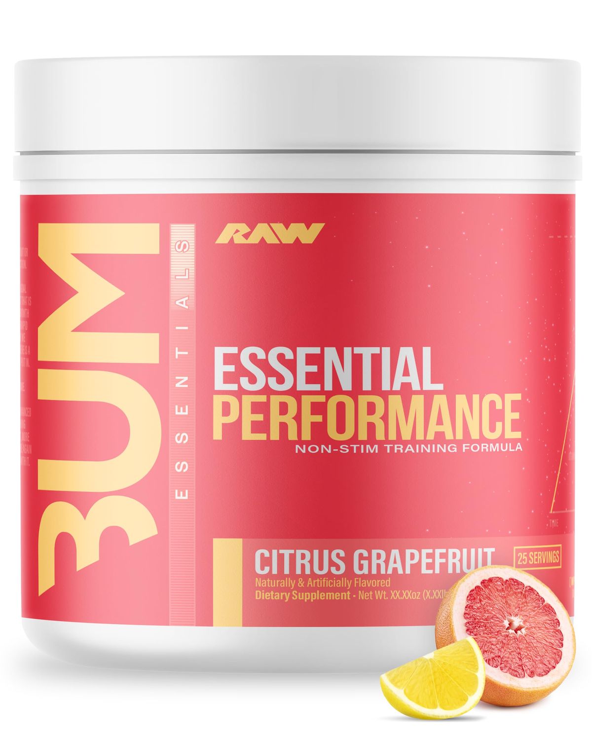 RAW Essential Performance Non-Stim Pre-Workout Powder - Preworkout for Endurance Strength &amp; Focus without Caffeine or Stimulants - Creatine Monohydrate, L-Citrulline &amp; Beta Alanine - Citrus Grapefruit