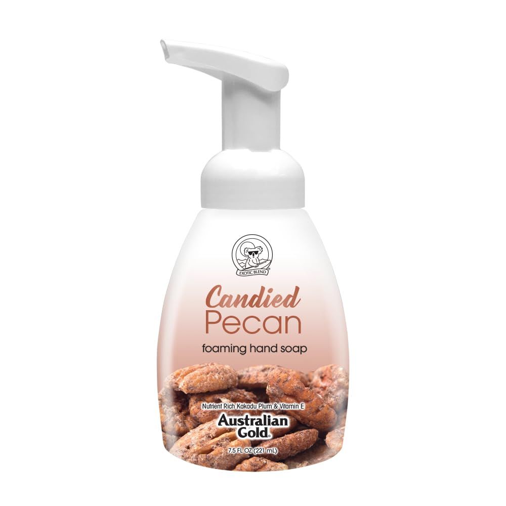 Australian Gold Candied Pecan Foaming Hand Soap for the Holiday Season, 7.5 fl oz, Rich Creamy Lather, Gentle Bathroom &amp; Kitchen Hand Wash, Nostalgic Holiday Scent