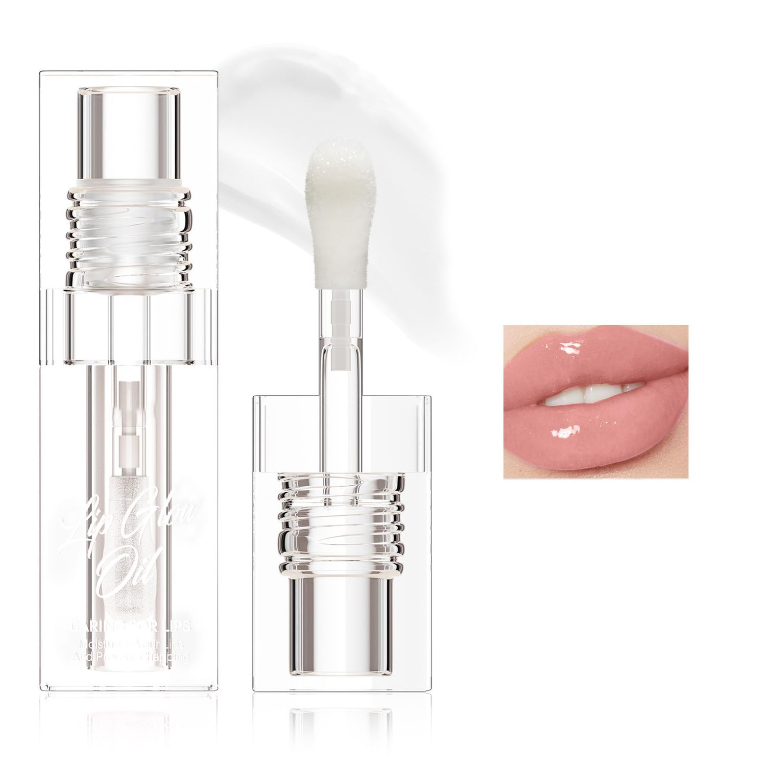 Hydrating Lip Glow Oil - Transparent Clear Plumping Gloss for Women &amp; Girls, Color-Changing Tinted Balm, Tinta para Labios, Moisturizing Lip Care for Daily Use (Crystal, 1 pcs)
