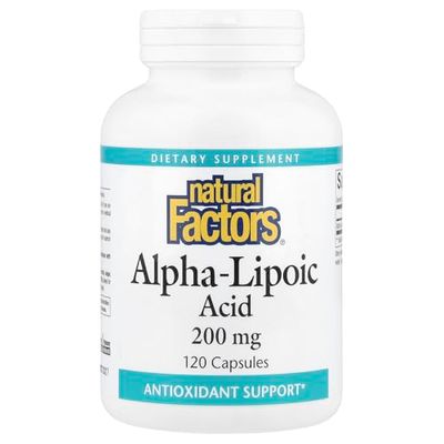 Natural Factors, Alpha-Lipoic Acid 200 mg, Antioxidant Support to Help Maintain Glucose Levels Already in a Normal Range, 120 Capsules (120 Servings)