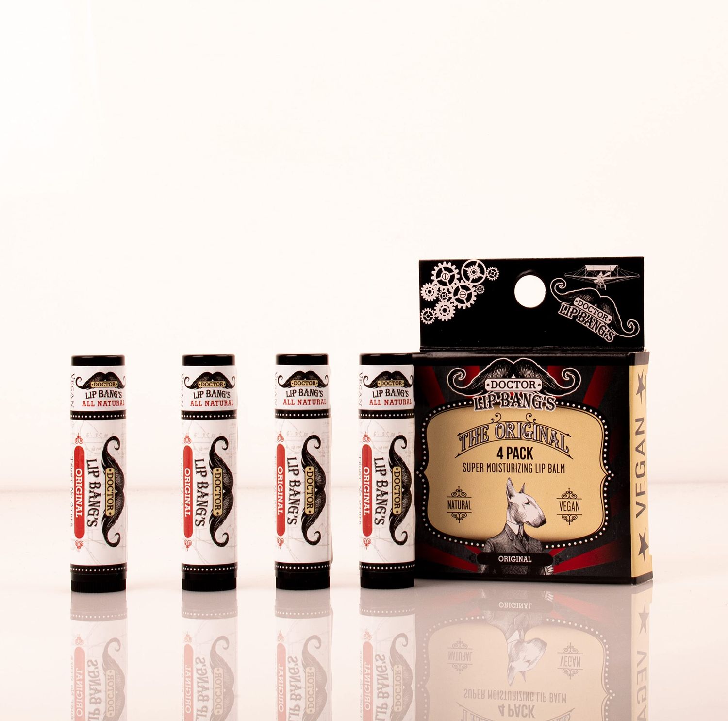 Dr. LIP BANGS Super Moisturizing Lip Balm | 4 Pack | Original| ALL NATURAL &amp; CRUELTY FREE | 100 VEGAN | FOR DRY &amp; CRACKED LIPS