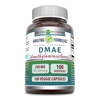 Amazing Formulas DMAE Supplement | 250 Mg | Veggie Capsules | Non-GMO | Gluten-Free | Made in USA (1 Pack, 100 Count)