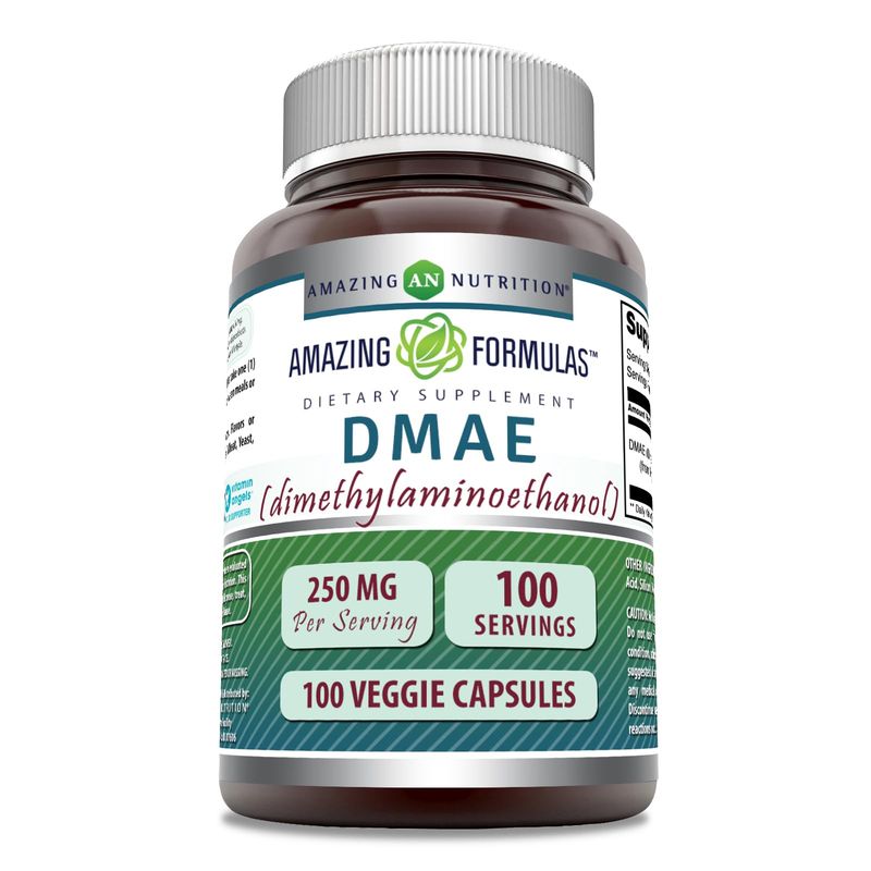 Amazing Formulas DMAE Supplement | 250 Mg | Veggie Capsules | Non-GMO | Gluten-Free | Made in USA (1 Pack, 100 Count)