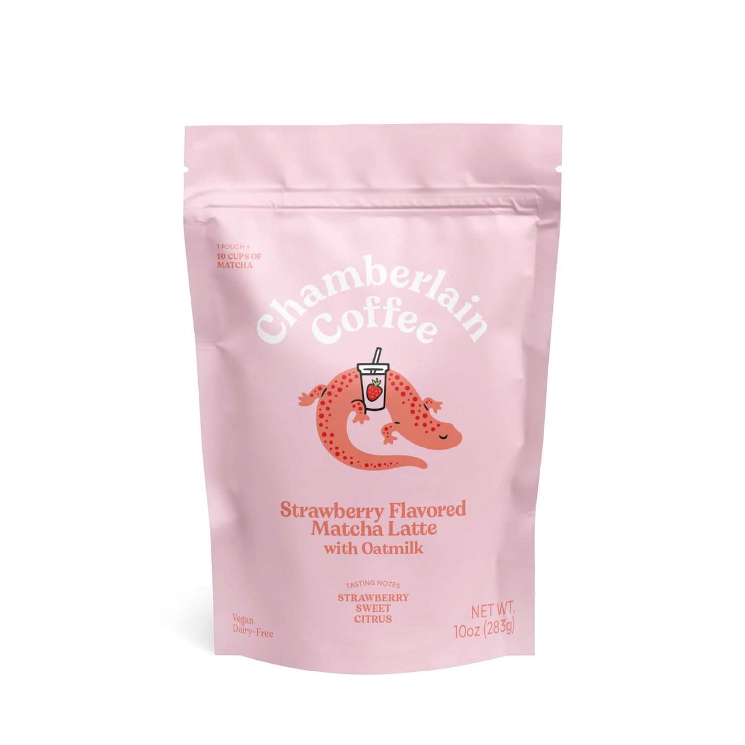 Chamberlain Coffee Strawberry Matcha Latte - Vegan Strawberry Matcha Latte with Oat Milk - Strawberry, Sweet, Citrus - Japanese Matcha Powder - 10 Servings