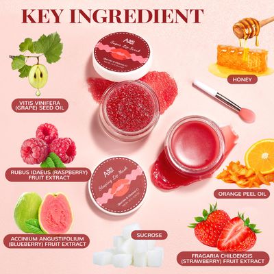 Lip Scrub & Lip Mask Set, Lip Sleeping Mask, Overnight Treatment Lip Care Products, Holiday Gift Set for Girls, Moisturize & Nourish, Dry Cracked Lips, Intense Hydration with Vitamin C