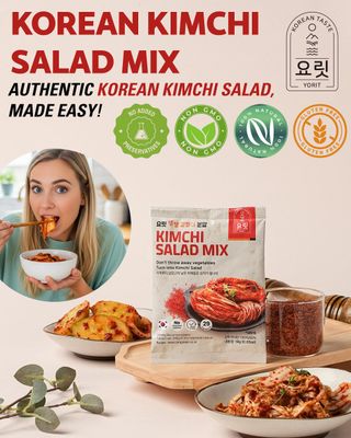 YORIT Kimchi Salad Seasoning Mix - korean inspired spice mix, NO MSG, Natural Gochugaru Seasoning Powder, Chemical Additive-Free, Quick &amp; Easy cooking Kimchi in 30 Seconds (4 Pack)