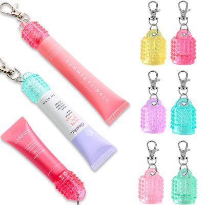 Lip Balm Keychain Cap for Laneige, Summer Friday and Glossier, Lip Balm Holder for Lanyard or Bag, Lip Gloss Keychain for Women,Replacement Cap with Stopper Prevent Spills