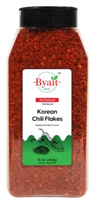 Byait Gochugaru Korean Chili Flakes 16 Oz (1 LB), Medium Hot, 100 Pure Red Chili Pepper Flakes for Authentic Korean Cooking, Kimchi, Chili Oil, and Seasoning