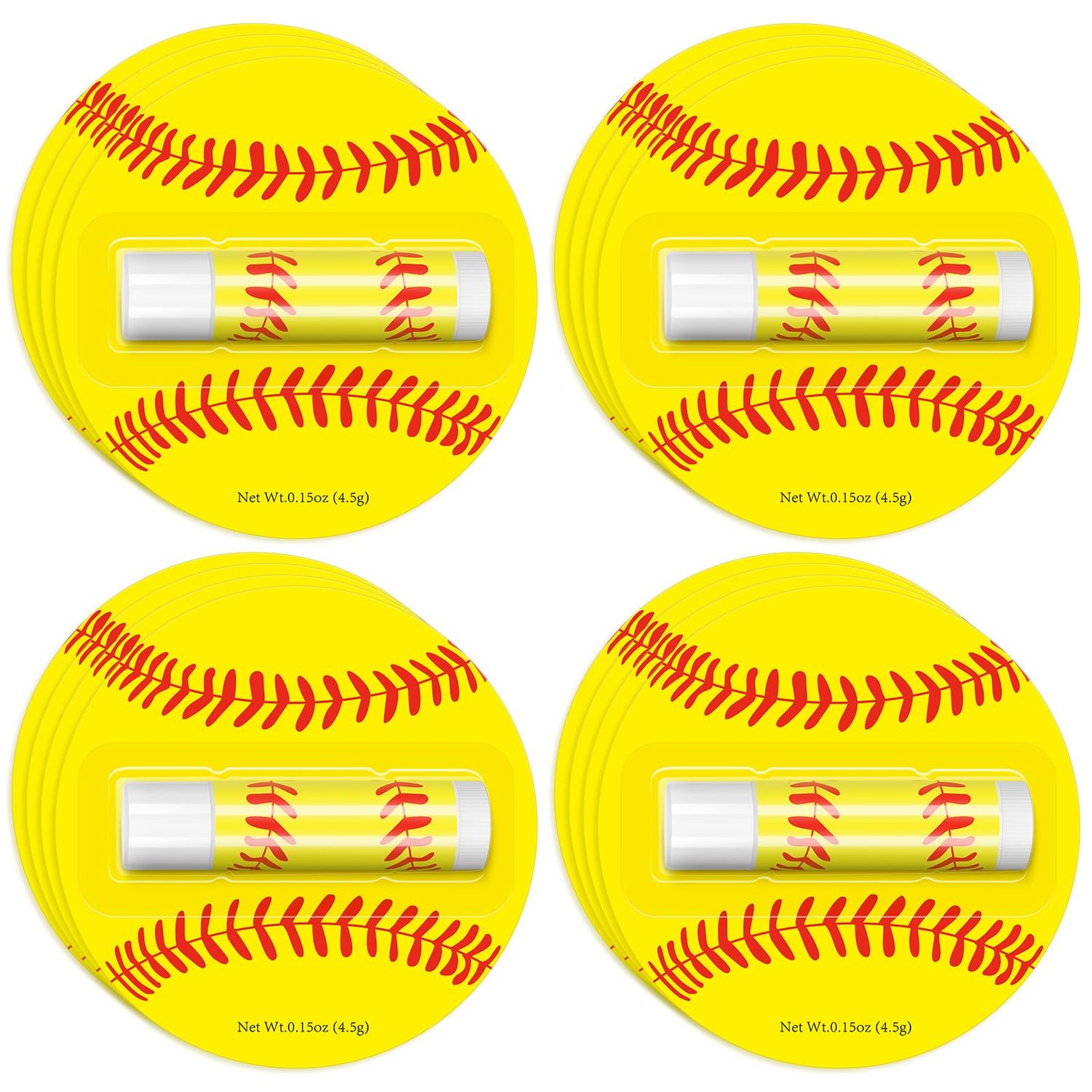 AKAIXI 12Pack Softball Lip Balm for softball theme party Bulk Gifts,Beeswax Moisturizing Lip balm,Vanilla Flavor Plumping Chapstick for softball Team Girls kids Men Women Sports Lovers