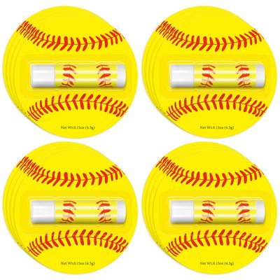 AKAIXI 12Pack Softball Lip Balm for softball theme party Bulk Gifts,Beeswax Moisturizing Lip balm,Vanilla Flavor Plumping Chapstick for softball Team Girls kids Men Women Sports Lovers