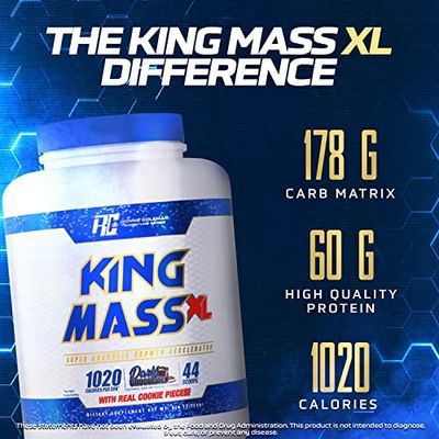 Ronnie Coleman Signature Series King Mass XL Protein Powder, Weight and Muscle Gainer, 60g Protein, 180g Carbohydrates, 1,000 Calories Per Serving, Creatine and Glutamine, Chocolate, 6 lb