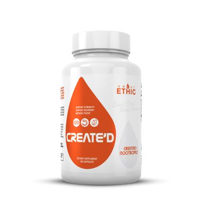 Sweat Ethic Created Creatine and Adaptogens, Daily Support Formula with Creatine HCL, Alpha GPC, and AstraGin, Nootropic and Fitness Supplement for Focus and Performance for Men and Women, 180 Count