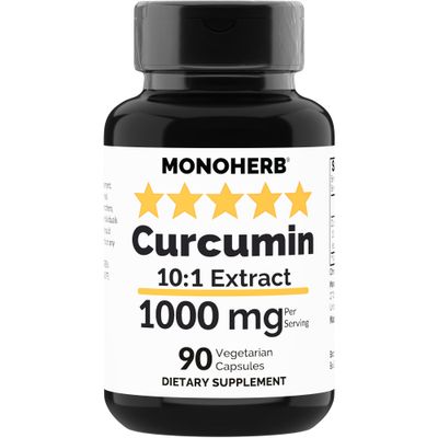 MONOHERB Curcumin Extract 1000 mg -10x Potency Equal to 10,000mg - 90 Vegetarian Capsules - 500mg per Capsule