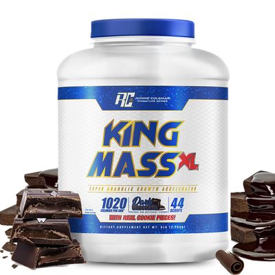 Ronnie Coleman Signature Series King Mass XL Protein Powder, Weight and Muscle Gainer, 60g Protein, 180g Carbohydrates, 1,000 Calories Per Serving, Creatine and Glutamine, Chocolate, 6 lb